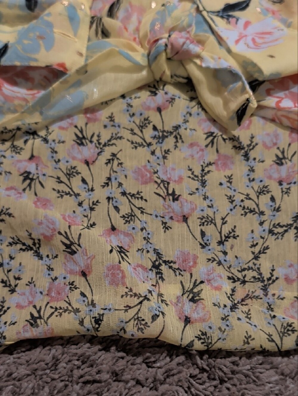 Fig & Flower Yellow Floral Button-Front Blouse - Picture 3 of 10